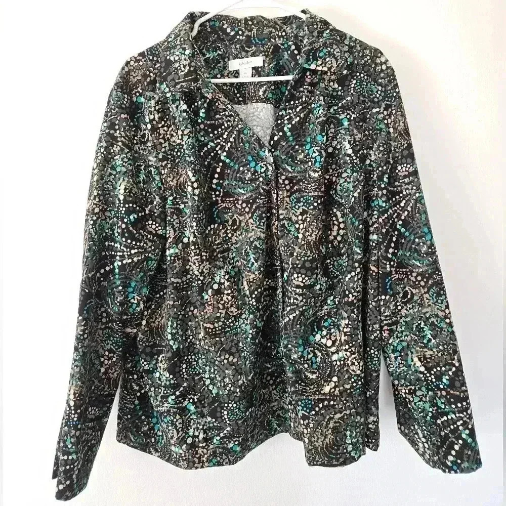CJ Banks 2X Work Casual Abstract Button Down Jacket